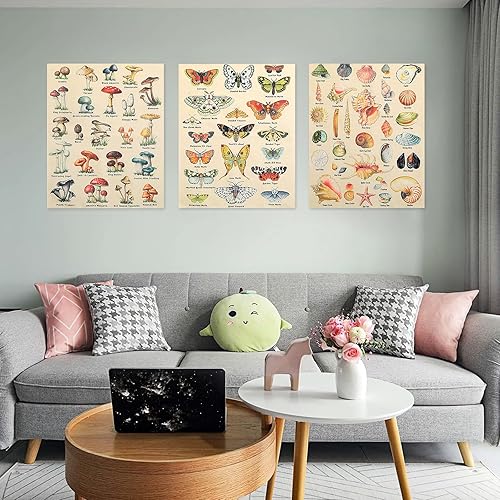 Miniatura 2 de Lourny Tapiz de flores para colgar en la pared, tapiz de flores silvestres y frutas, tapiz botánico de mariposas pequeñas para dormitorio, sala de