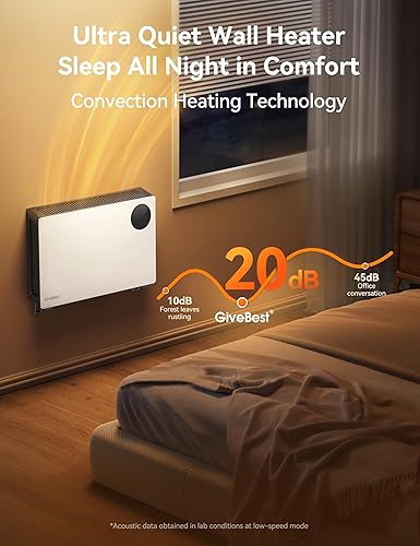 Miniatura 3 de GiveBest Calentadores de pared súper silenciosos para uso en interiores, calentador de espacio de diseño de convección de 1500 W, termostato