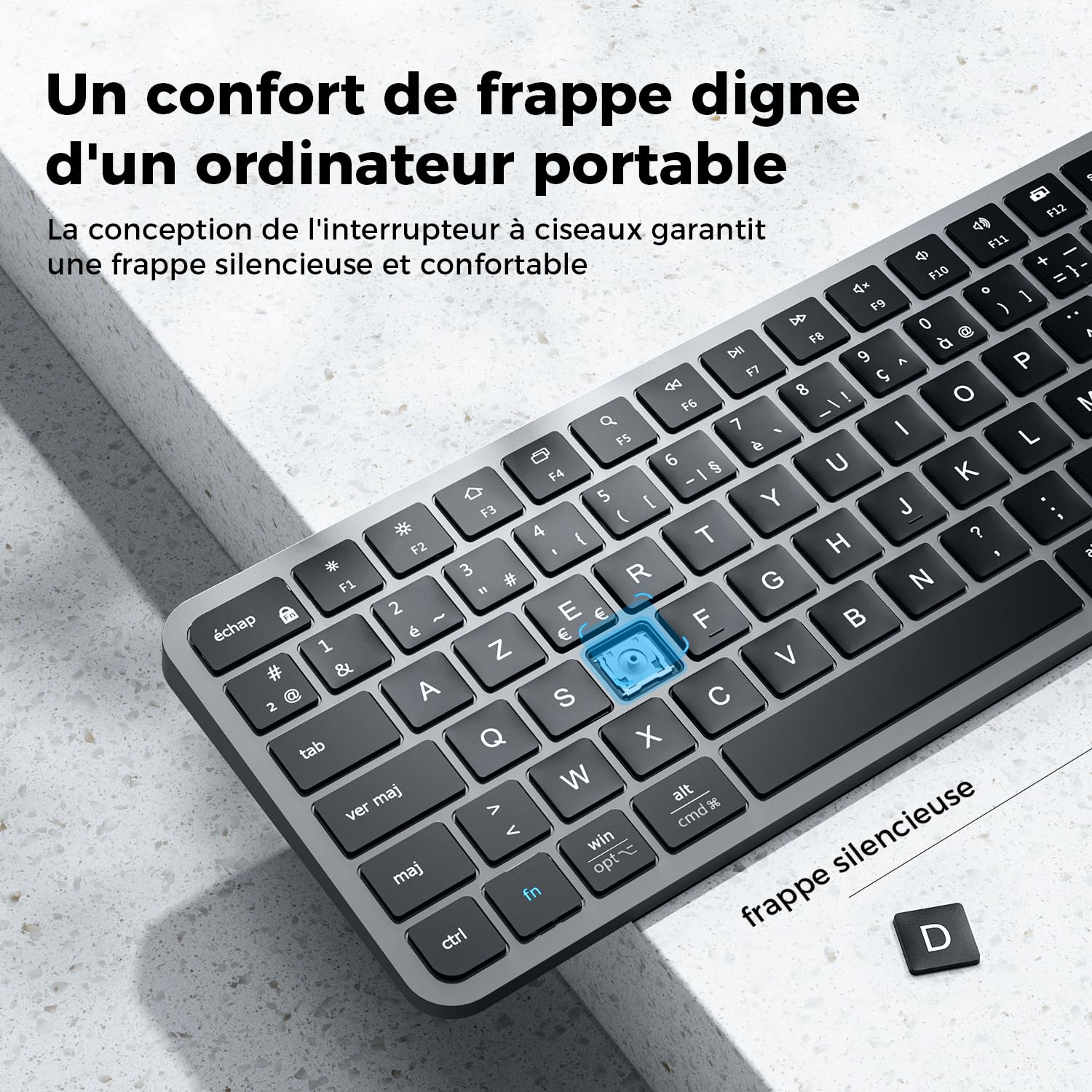 iClever Clavier Bluetooth, Clavier sans Fil, Gris