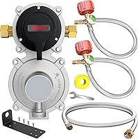 Vista 8 de Regulador de Gas Propano LP de Cambio Automático de 2 Etapas para RV con Dos Mangueras Trenzadas de Acero Inoxidable RV Pigtail de Propano de 18