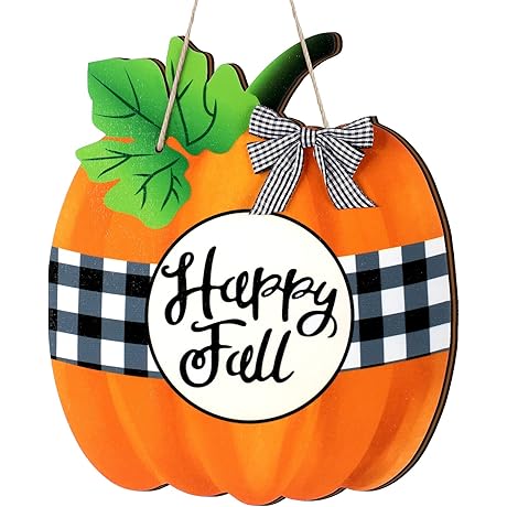 Rustic Thanksgiving Pumpkin Sign with Buffalo Plaid