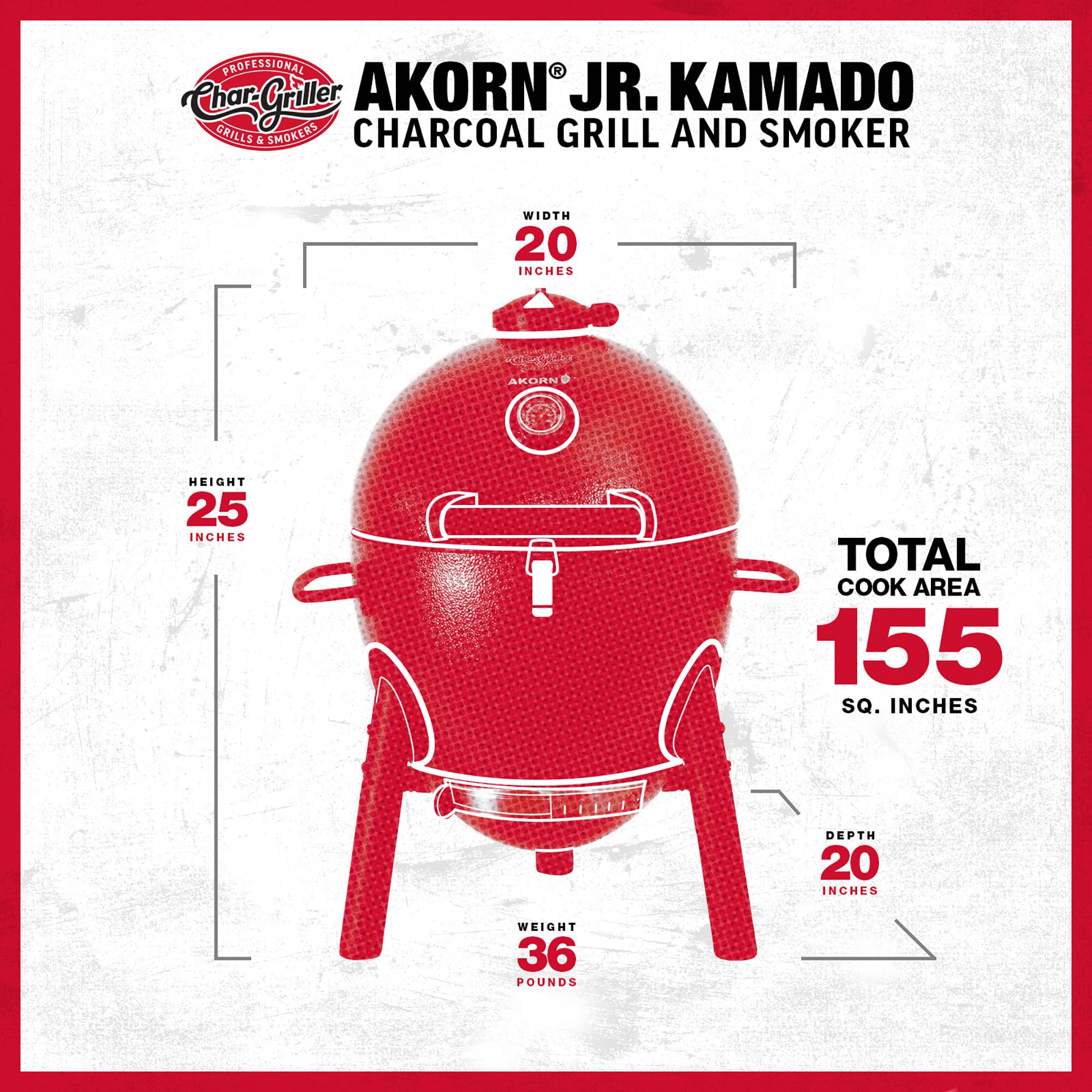 Char-Griller E6714 AKORN Jr. Kamado, przenośny grill na węgiel drzewny