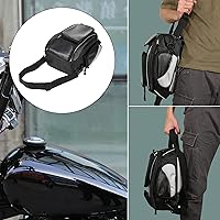 Vista 8 de Motoforti Universal motocicleta tanque magnético bolsa de herramientas combustible alforja con correa impermeable negro