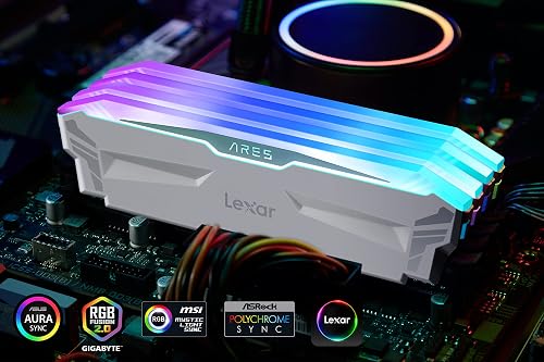 Lexar ARES RGB RAM DDR4 16Go Kit (2x8Go) 4000 MHz, DRAM 288-Pin U-DIMM PC Mémoire RAM, XMP 2.0 Memoire Haute Performance, CL18-22-22-42, PC4-32000, Blanc - 3