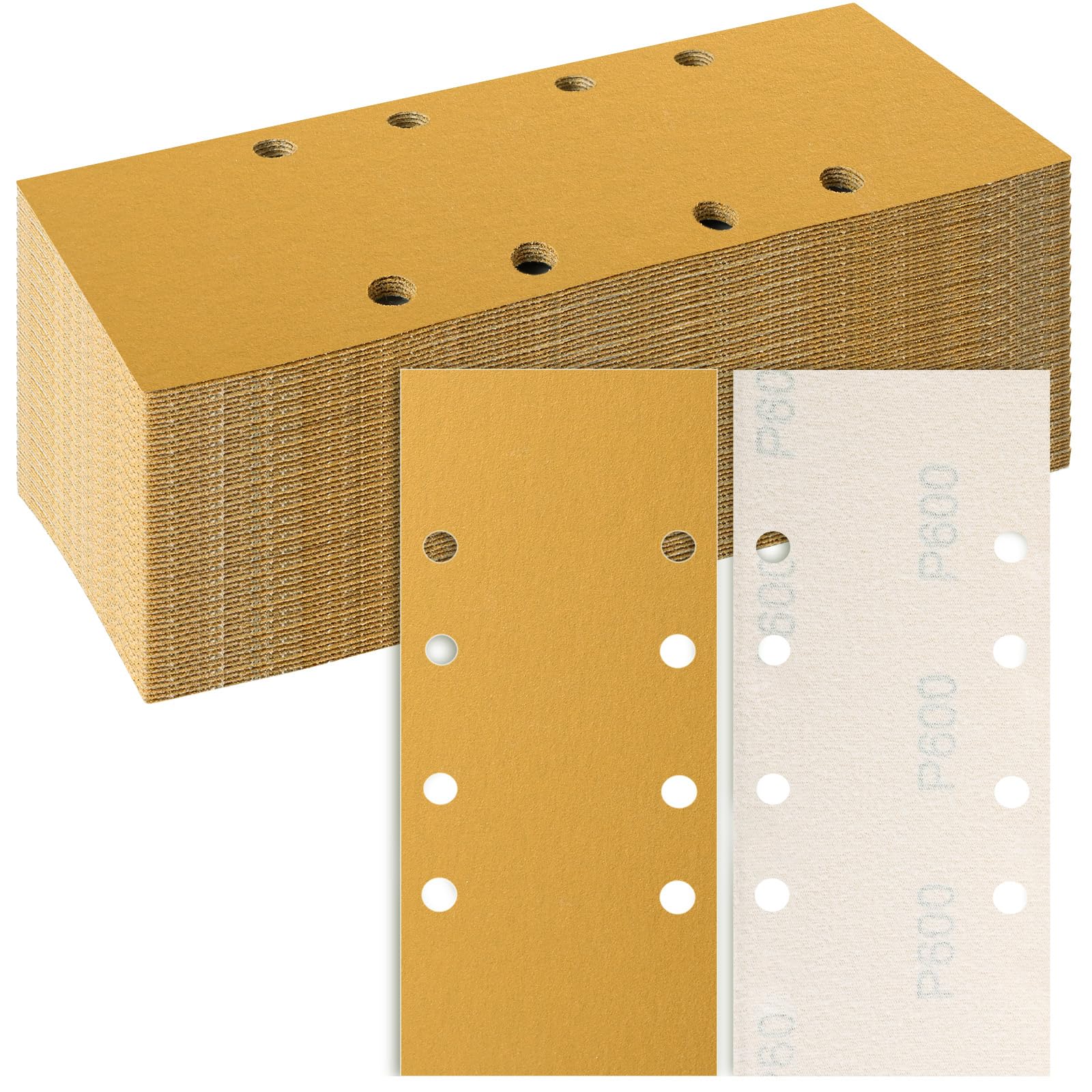 93x230mm Sandpaper 8 Hole, 50 Pieces Sanding Sheets Enhanced Grinding Performance, Grits 600 Hook and Loop Sanding Pads Rectangular Sander Paper Set for Bosch Electric Sander Polishing, Rust Removal