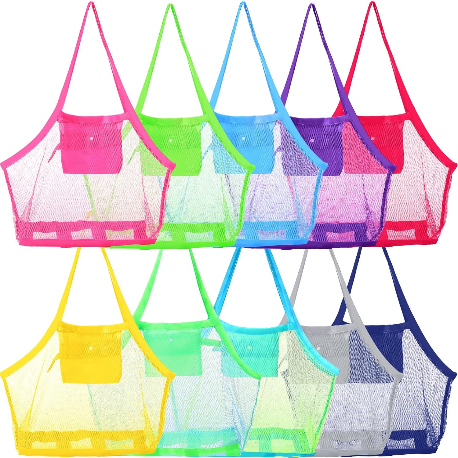 Sanwuta 10 Pcs Mesh Beach Bag, Portable Travel Mesh Bag