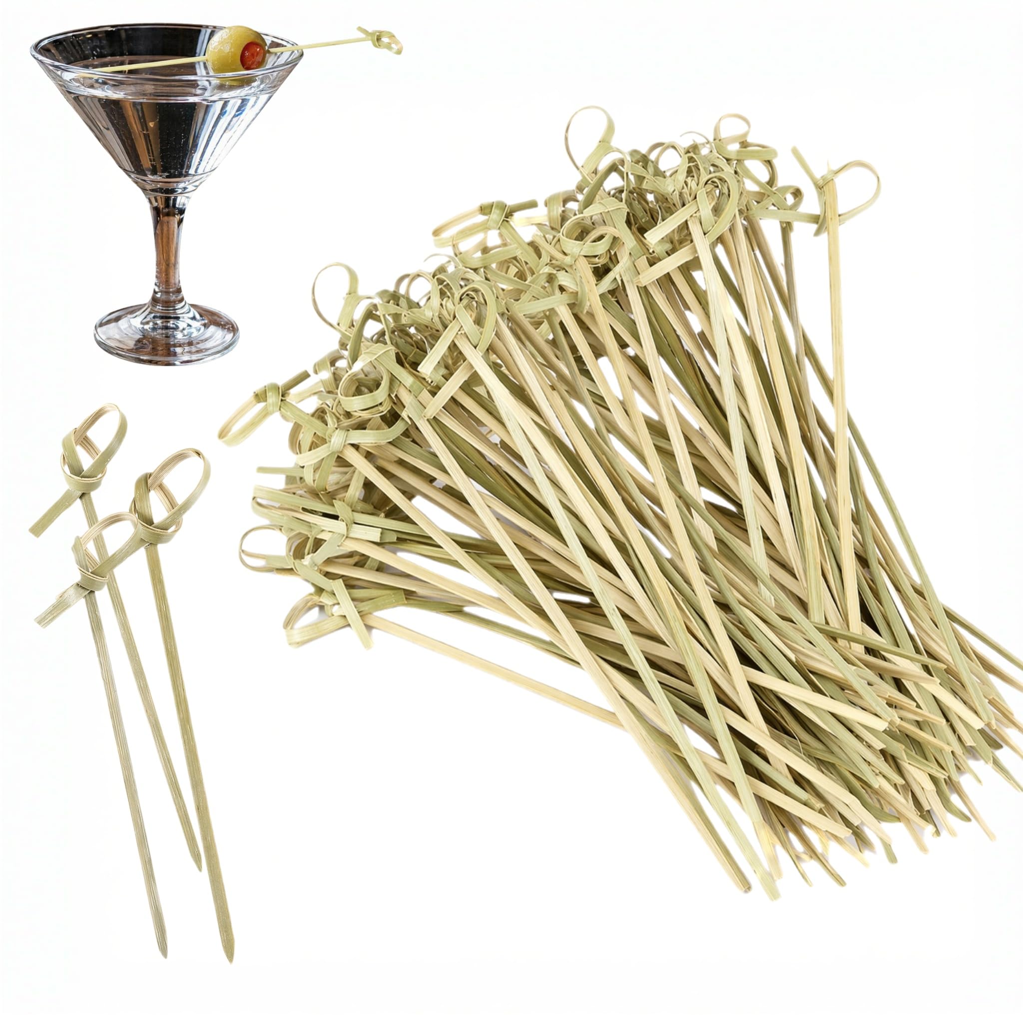 500Pcs Cocktail Sticks, 9cm Natural Bamboo Skewer Bamboo Knot Skewers