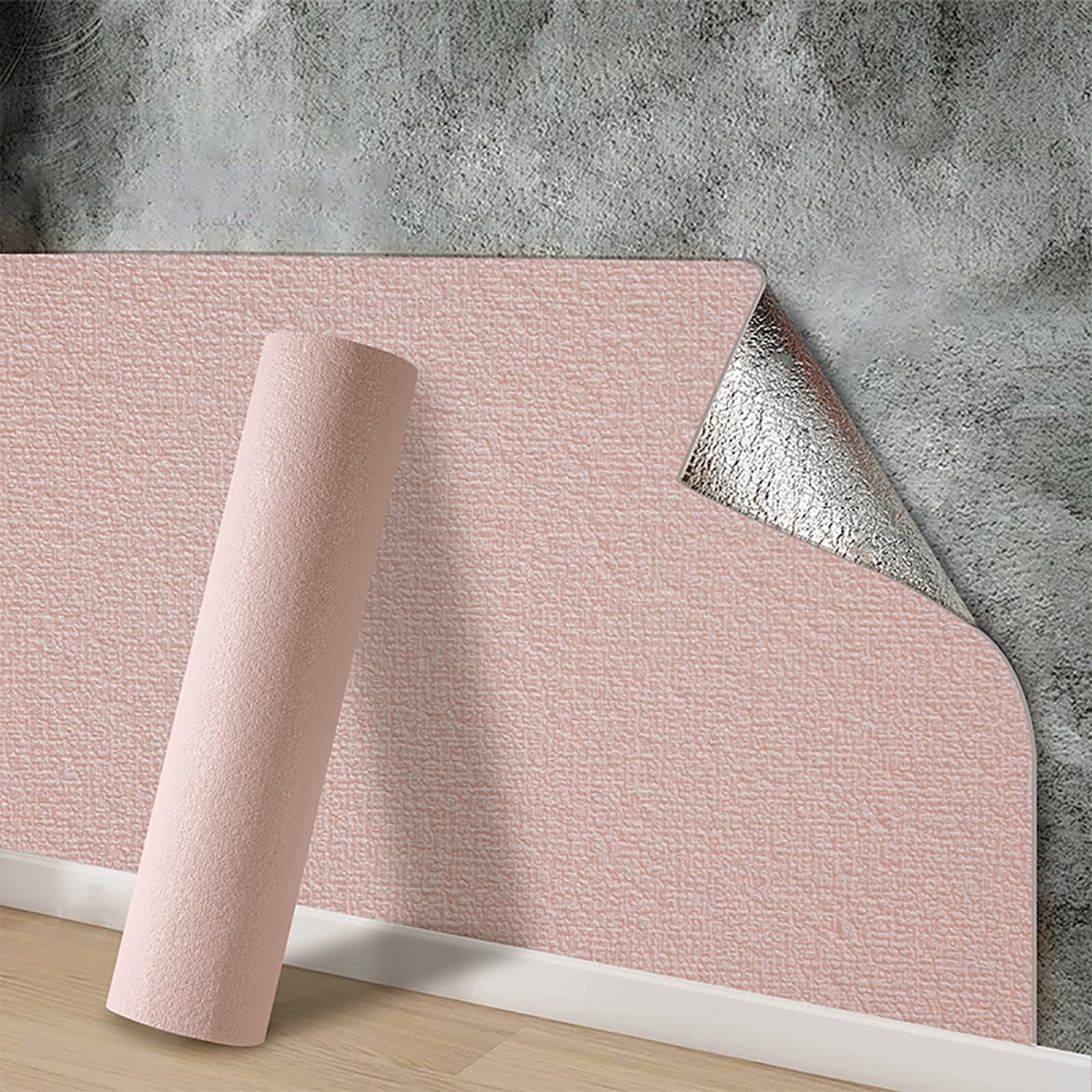 Snewvie Self Adhesive Wallpaper,Thermal Wallpaper Self Adhesive 2 Rolls 50 * 280cm 3mm Thicken Peel and Stick Pink Textured Thermal Insulation Wall Paper for Ceilings Kitchen Bedroom Livingroom