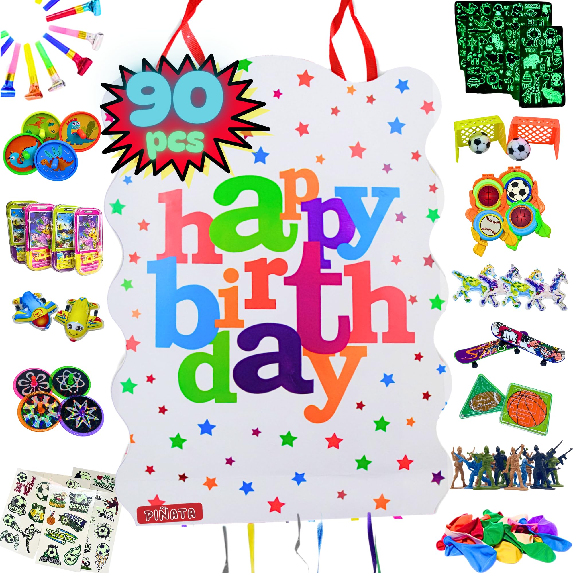 Pinata + Pack 80 Jouets - Pinata Anniversaire - Pinata Anniversaire Garcon - Pignatta - Anniversaire - Piñatas - Pinata Anniversaire Fille - Piñata