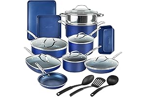 GRANITESTONE Blue 20 Piece Blue Granite Pots and Pans Set