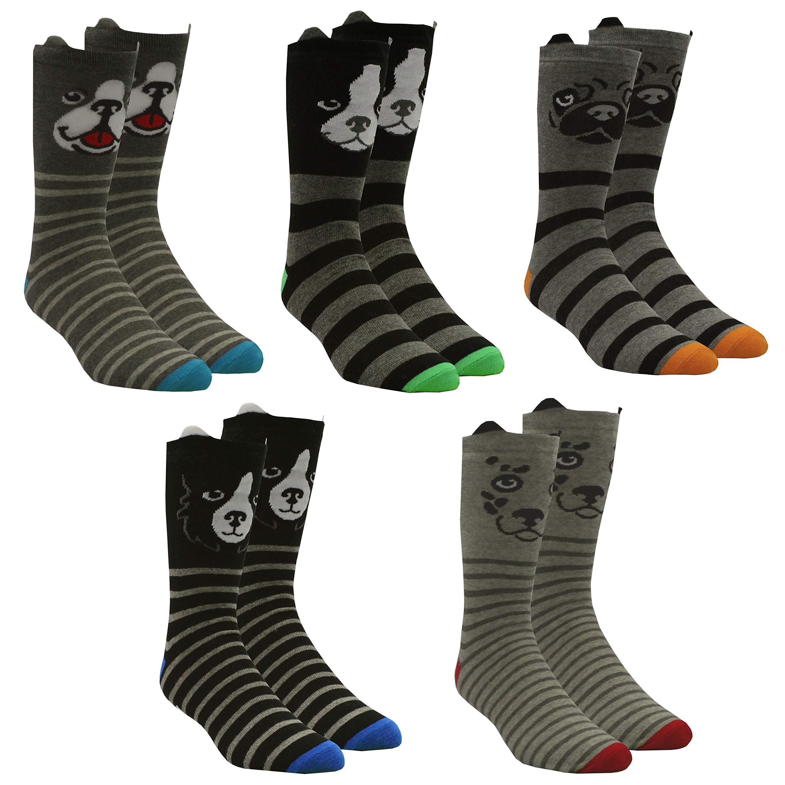 Metzuyan Men's Multibuy Dogs - 5 Pairs Animals Cute Colorful Funny Odd Cool Socks Novelty Cotton Rich Ears 6-11