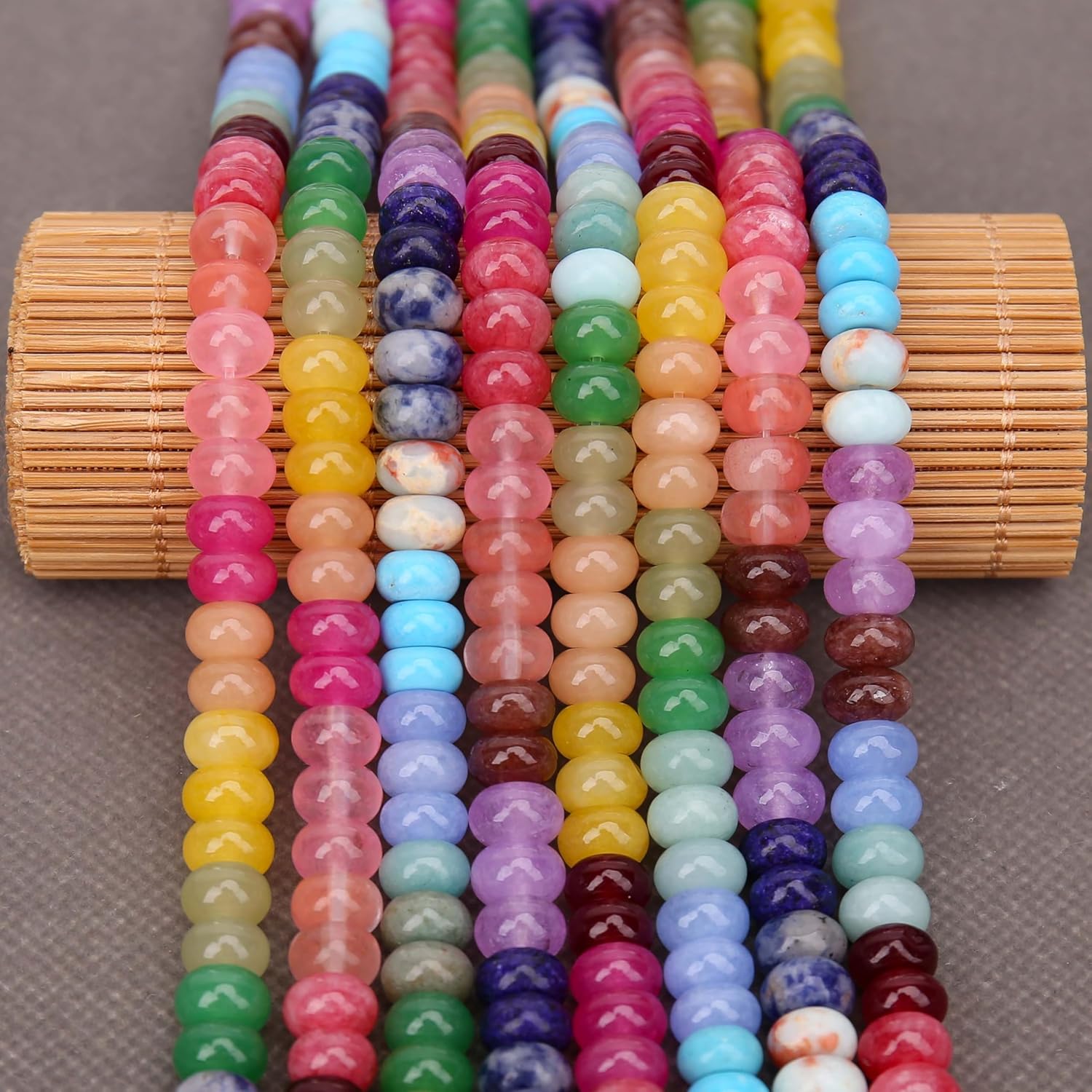 BONNY BOXX 1 Strand Natural 5 * 8mm Mulitcolor Rondelle Beads, Natural Abacus Disk Stone Beads Loose Spacer Gemstone for DIY Bracelet Necklace Jewelry Making (Style 3) - Image 5