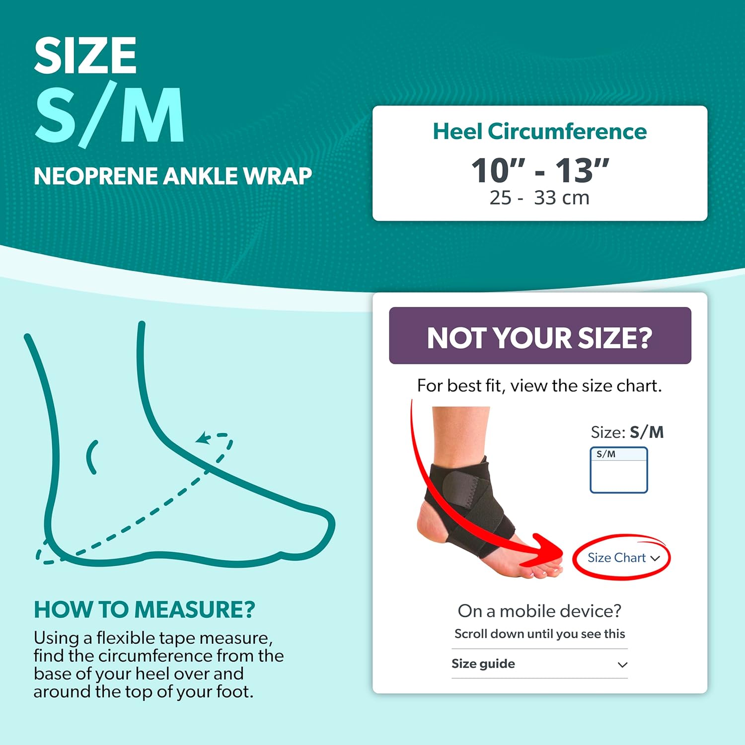 BraceAbility Neoprene Water-Resistant Ankle Brace | Compression Foot Wrap for Swimming, Running, Surfing, Diving, Exercise, Athletic Support & Protection, Sprains, Tendonitis and PTTD Pain (S/M)