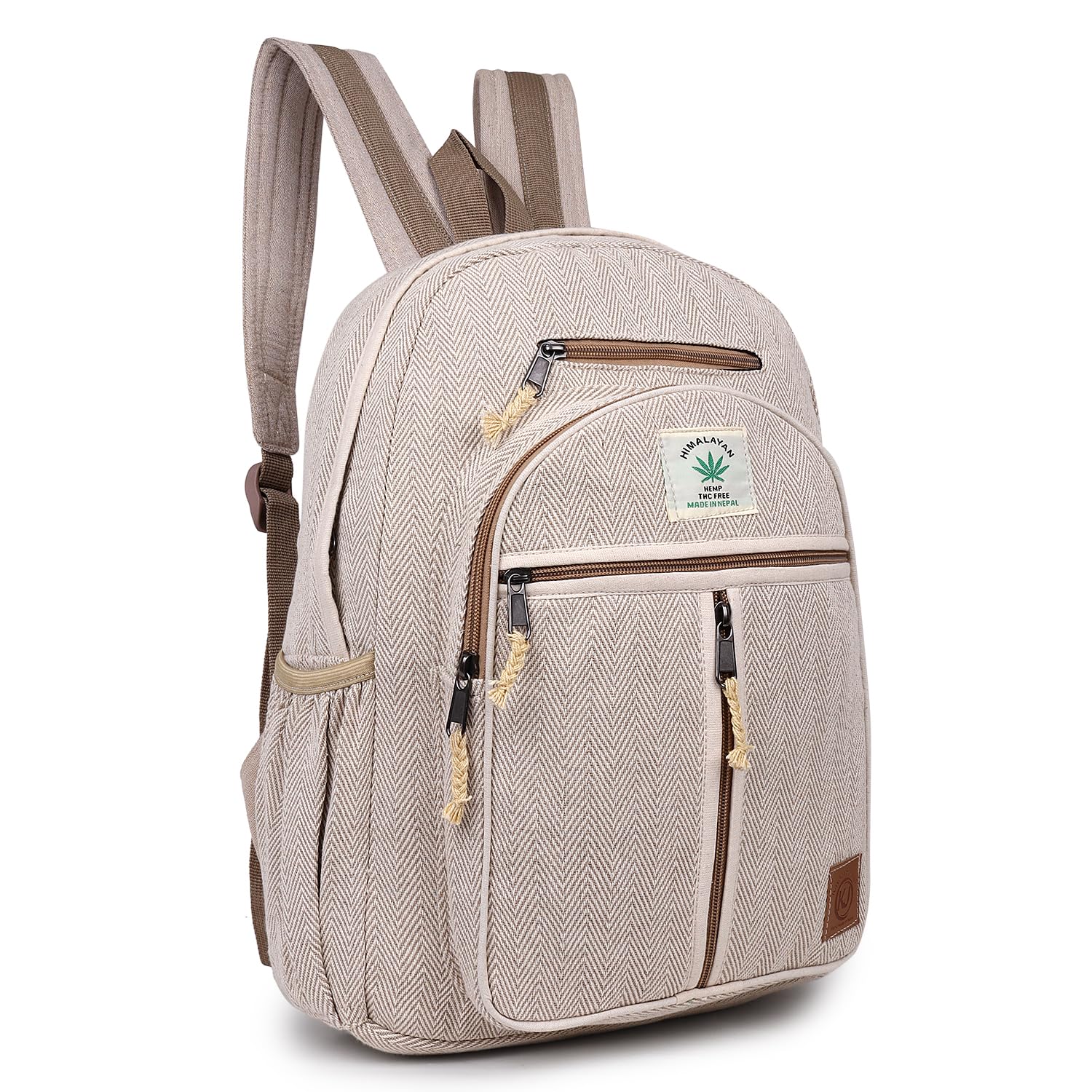 KayJayStyles Natural Handmade Large Multi Pocket Hemp Nepal Backpack