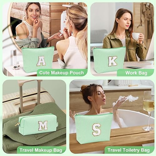 Miniatura 7 de YOOLIFE Regalos de Navidad para niñas adolescentes, bolsa de maquillaje con inicial, bolsa de maquillaje para cosméticos de viaje, 9, 10, 11, 12,