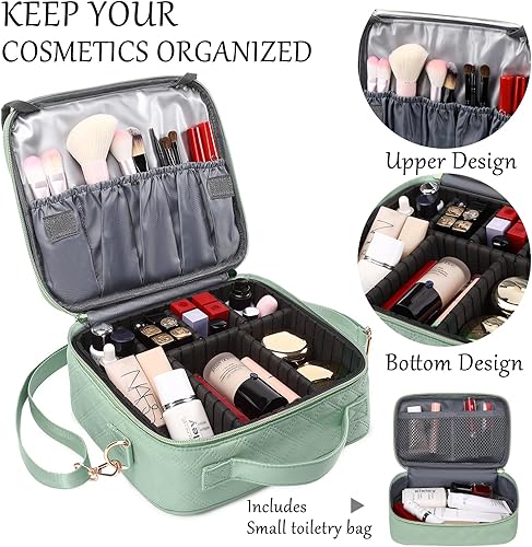 Miniatura 3 de Bolsa de maquillaje de viaje, bolsa de cosméticos con estuche organizador de maquillaje pequeño, bolsa de maquillaje grande para mujeres, bolso para
