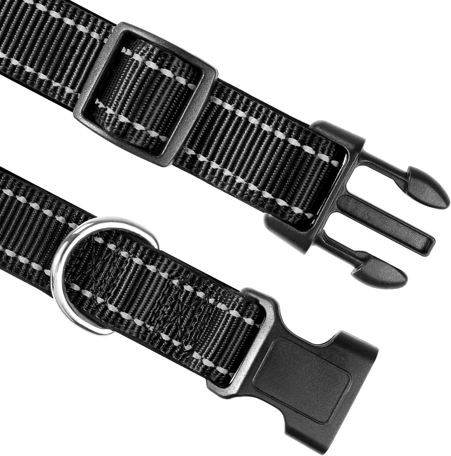 Joytale Reflective Dog Collar, Soft Neoprene Padded Breathable Nylon Pet Collar Adjustable for Extra Small and Puppy Dogs XS, Black - Image 4