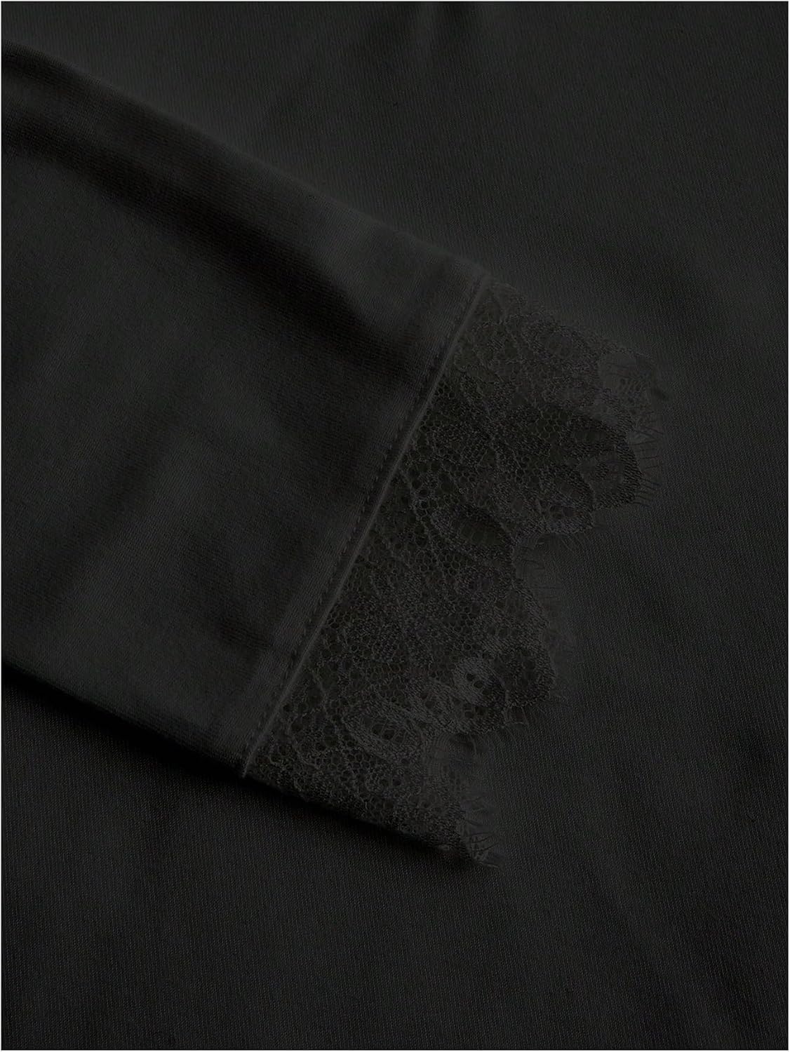 MakeMeChic Women's Floral Lace T Shirt V Neck Long Sleeve Fitted Going Out Tee Tops - Image 4