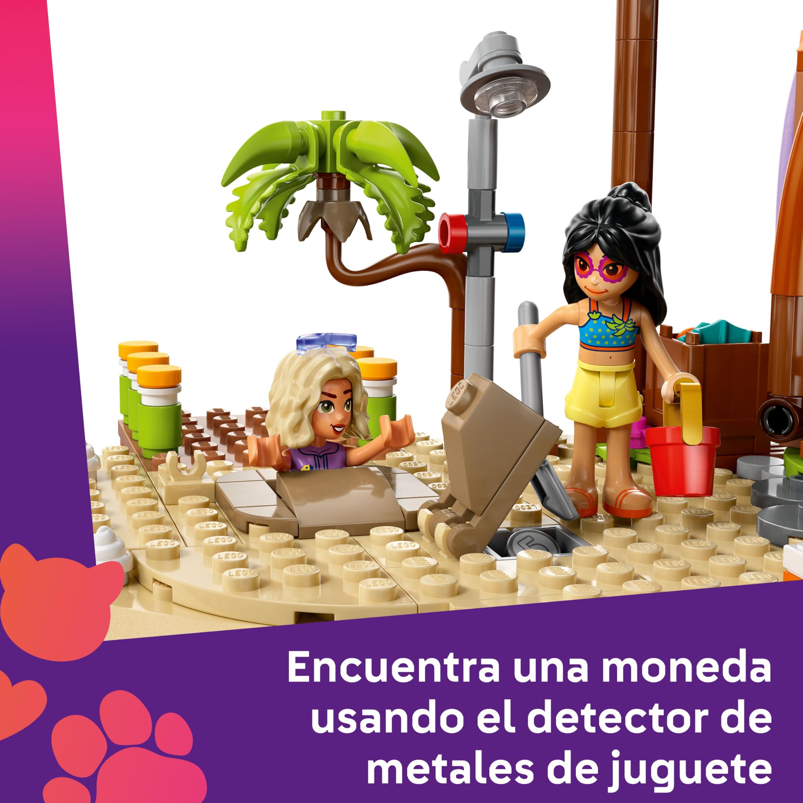 LEGO Friends Hotel de Vacaciones Familiares en la Playa - Juguete con 6 Mini Muñecas, Figuras de Animales (Tortuga y Delfín), Heladería y Accesorios - Regalo para Niñas de 8+ Años 42673