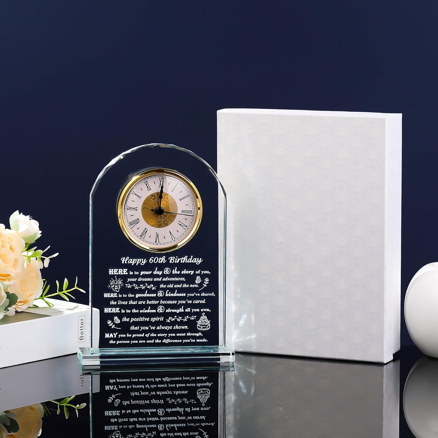 Movdyka 60th Birthday Gifts for Women Men - Crystal Clock Gifts Personalized 1966 60 Year Old Birthday Present for Her Him - Happy 60th Birthday Gifts Ideas for Mom Dad Unique - Image 5