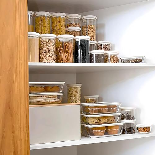 Miniatura 8 de Urban Green Tarro de almacenamiento de alimentos de vidrio con tapa de vidrio, juego de recipientes de alimentos con tapas herméticas, tarro de