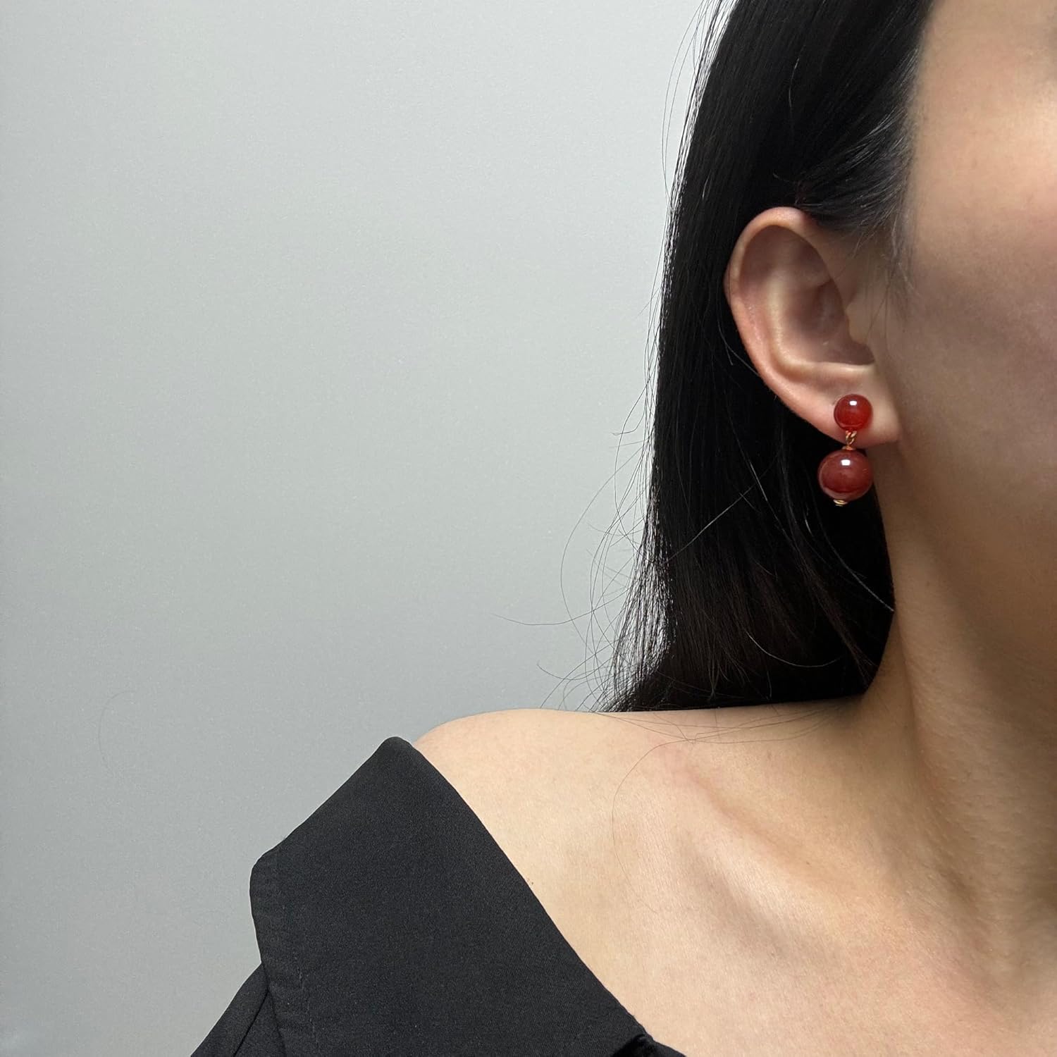 Handmade Natural Gemstone Double Round Beads Dangling Drop Earrings for Women - Image 2