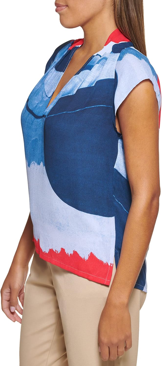 DKNY Womens Cap Sleeve Business Casual Blouse - Image 3