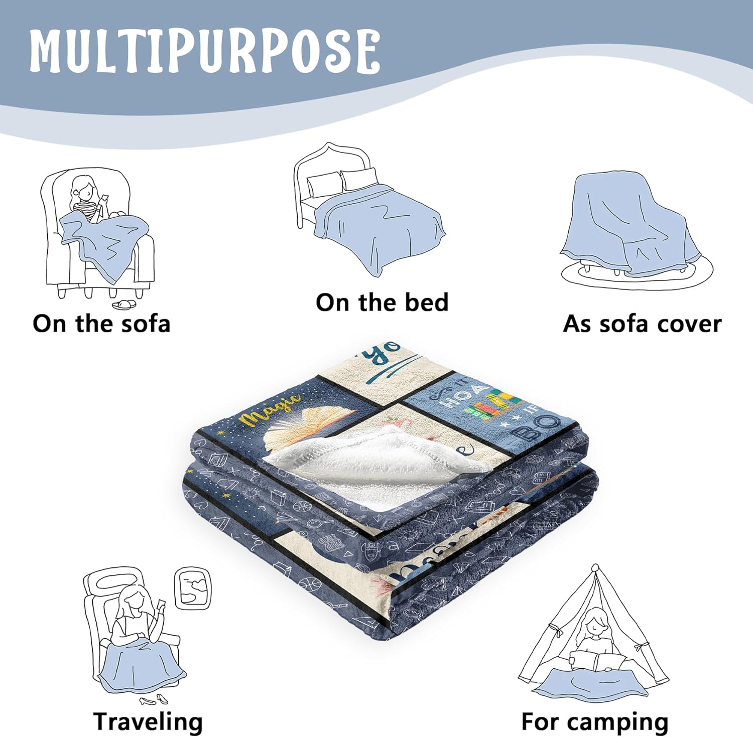 Book/Reading Blanket for Book Lovers 60" X 50" - Books Lovers Gifts for Women - Bookish/Nerd/Bookworm/Librarian/Reading Gift for Readers Women - Books Club/Themed Birthday Gift Ideas - Image 7