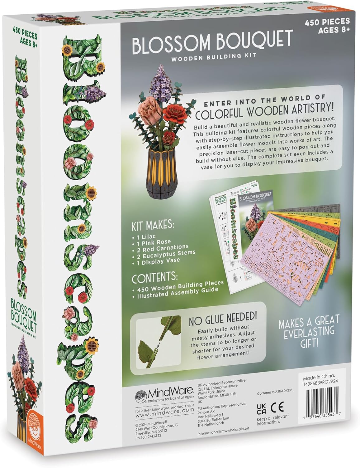 MindWare Bloomscapes Blossom Bouquet Wooden Flower Building Kit - Ages 8 and Up