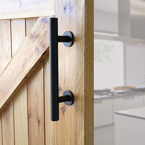 Juego de manijas de puerta de granero resistentes, grandes rústicas, para puertas, garajes, cobertizos, muebles (mango de aluminio de 12 pulgadas)