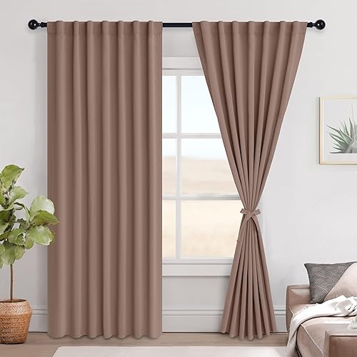 Miniatura 73 de Hiasan Cortinas opacas blancas extra anchas para dormitorio, cortinas opacas térmicas extra anchas de 72 pulgadas de largo, con pestaña trasera,