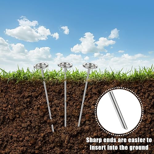 Miniatura 3 de 100 grapas de paisaje, grapas de jardín galvanizadas antioxidantes de 8 pulgadas, pasadores de césped artificial en forma de U de calibre 8, grapas