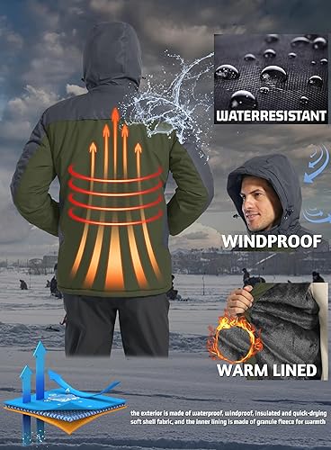 Miniatura 3 de TACVASEN Chaqueta de esquí de nieve para hombre, chaquetas de invierno a prueba de viento, abrigo de nieve de forro polar cálido impermeable con