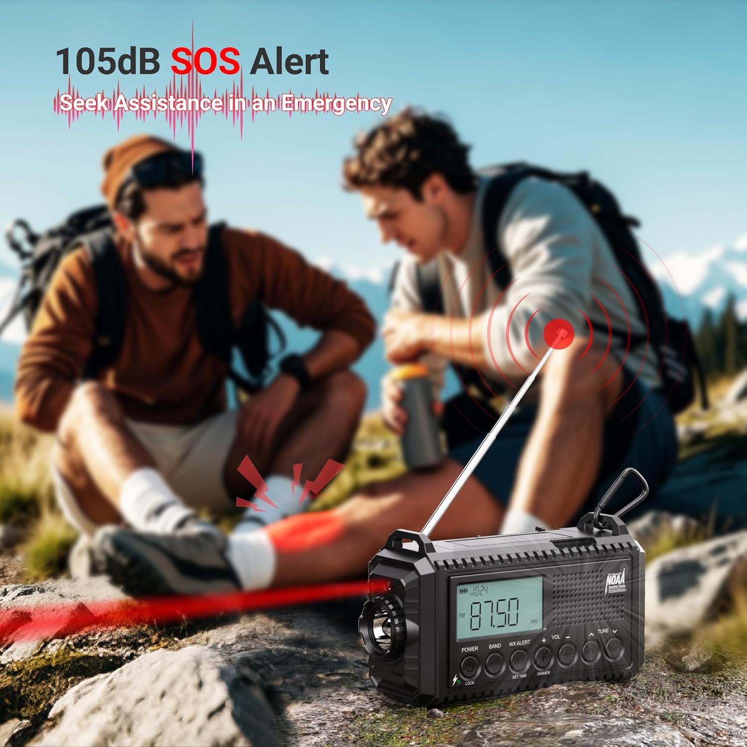 Auto NOAA Digital 5000 Weather Radio with Backlit LCD Screen, 5 Way Powered Solar Hand Crank Portable AM/FM/Shortwave Emergency Radio/Phone Charger,Read Lamp/Camping Flashlight,Earbud Jack,Clock,SOS