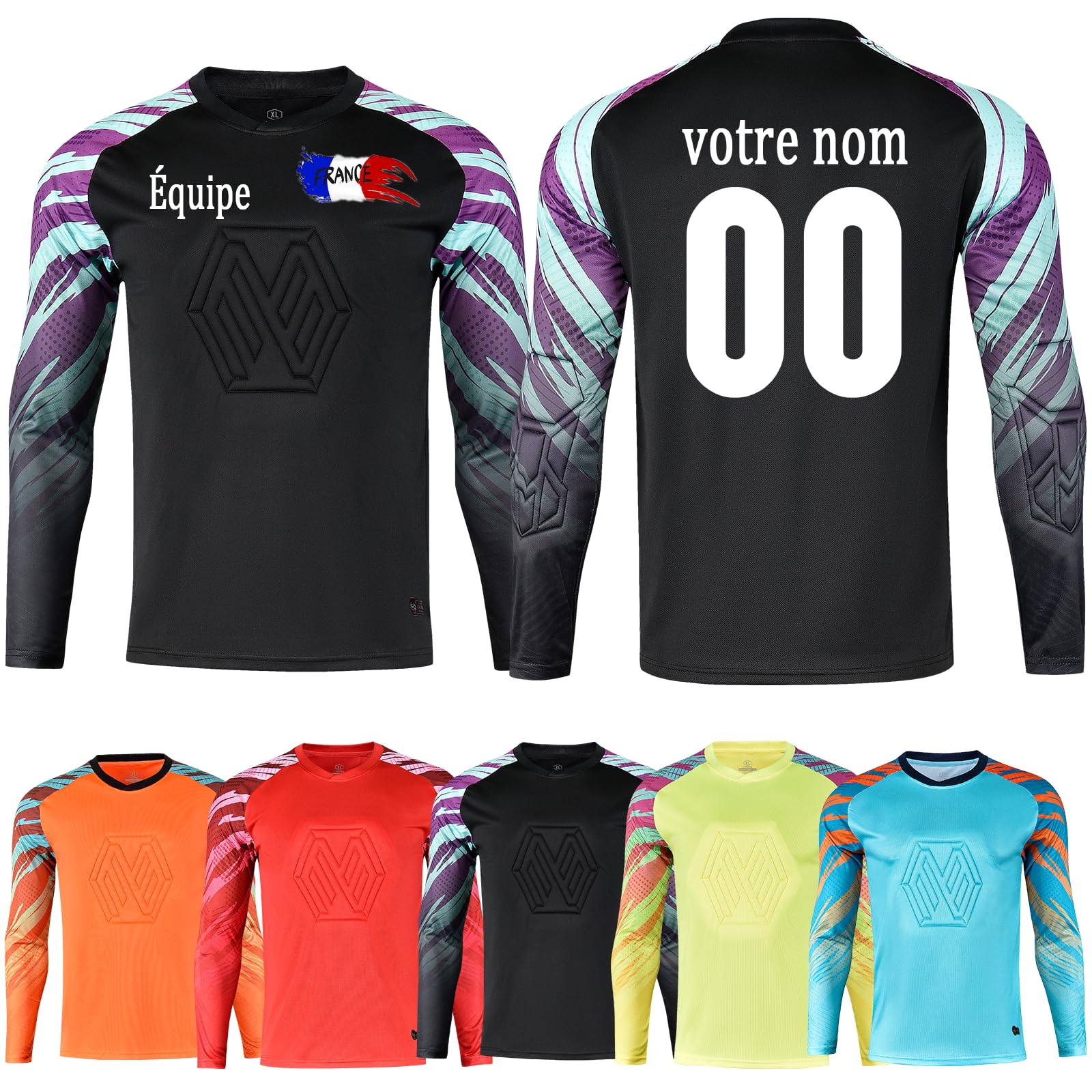 Maillot de Football Personnalisé Maillot Gardien de But Enfants Adultes Personnalisé avec Votre Nom Numéro de Logo D'équipe