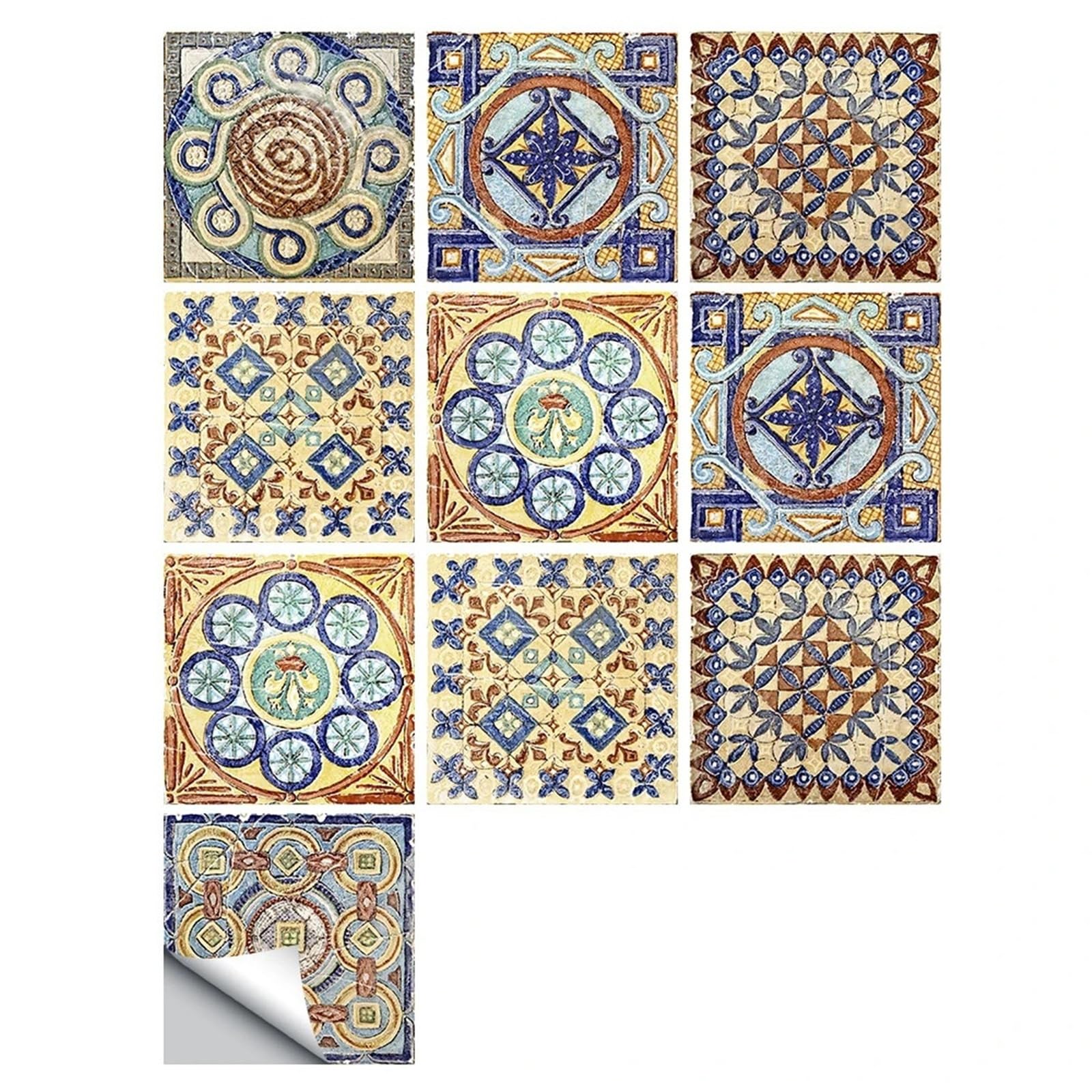 Autocollants muraux for carreaux rétro adhésifs multicolores 30x30 cm pour salon