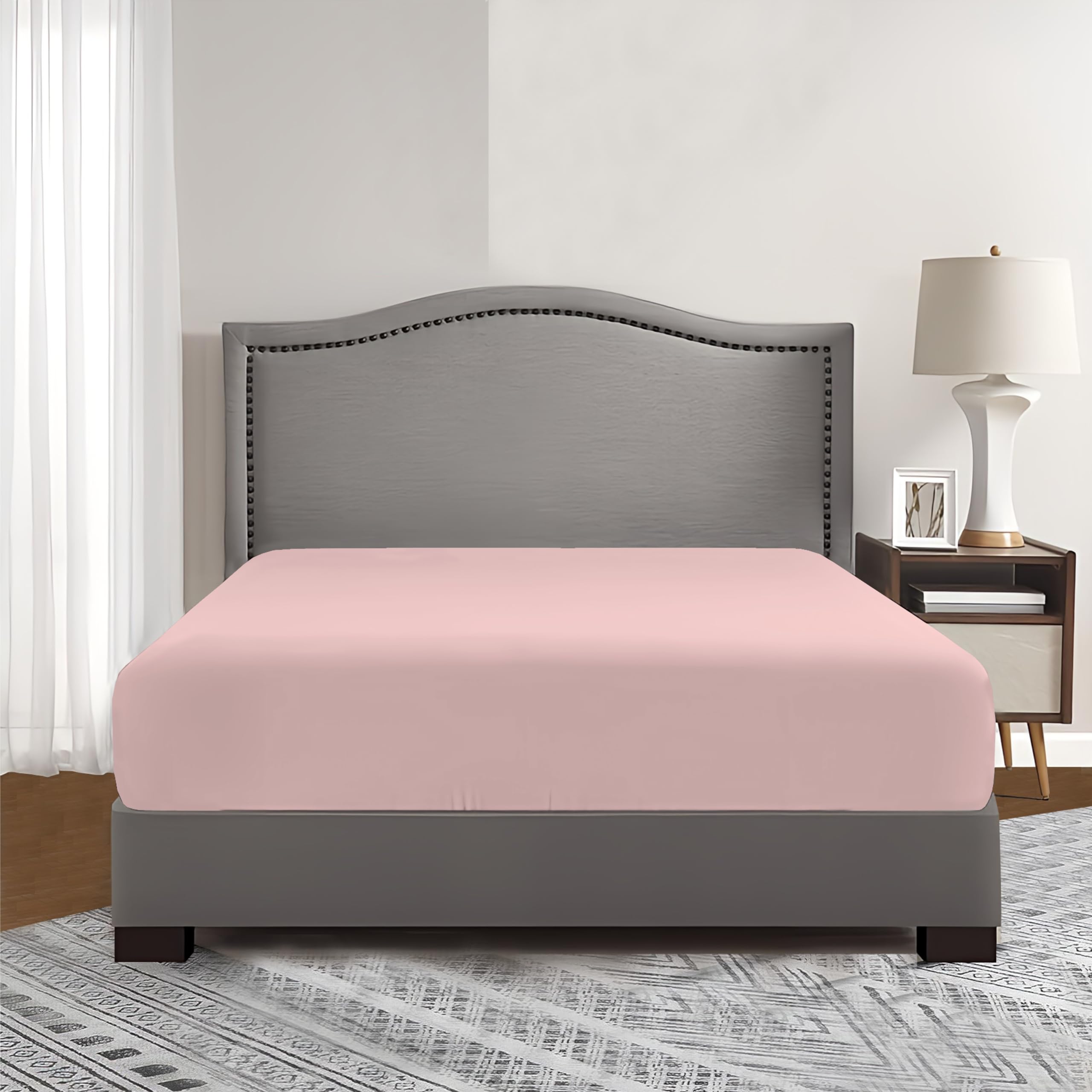 Comfy Nights 16"(40cm) Extra Deep Fitted Sheet Non Iron Microfiber Fade and Wrinkle Resitant Deep Fitted Sheet (Double, Pink) โ image 1