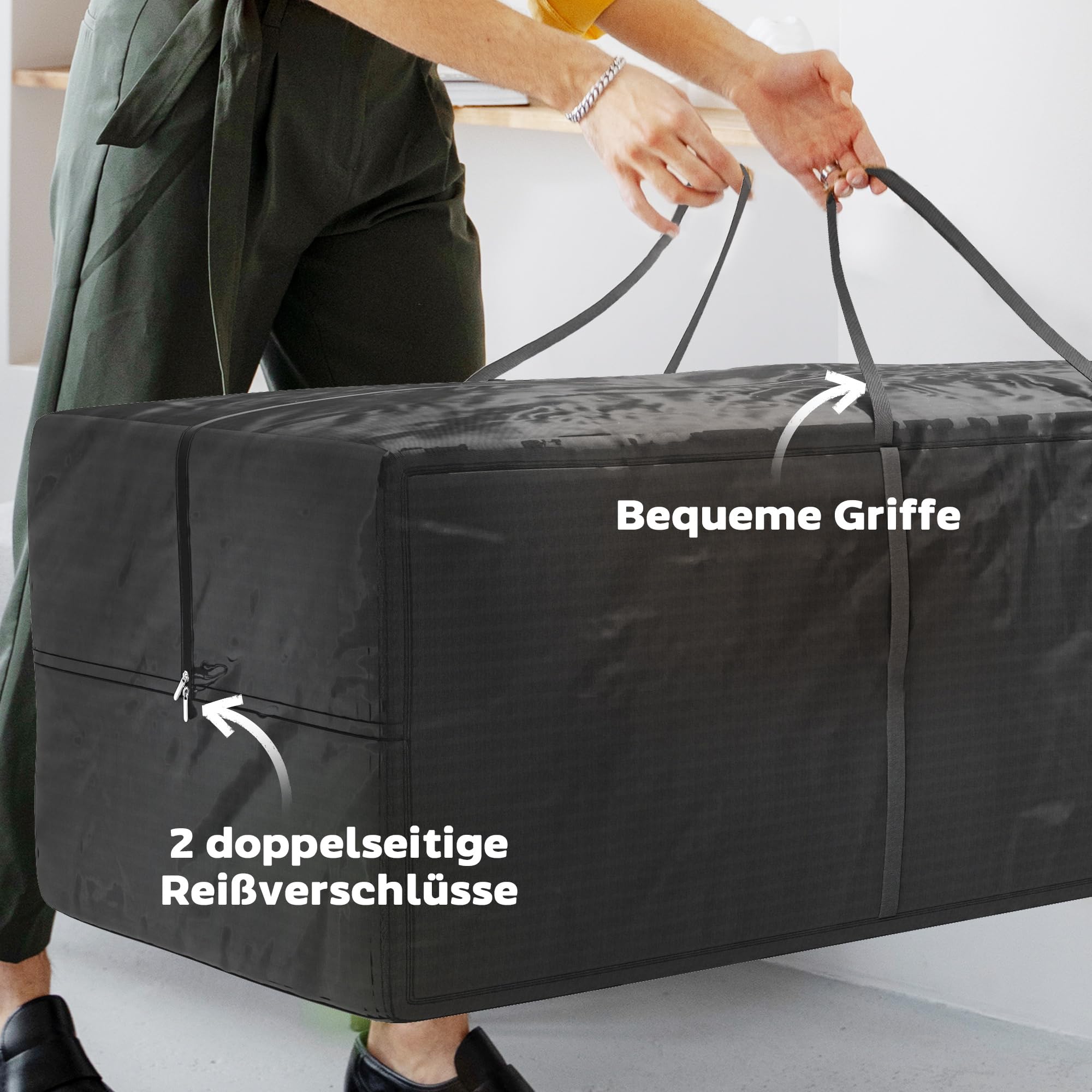 Outsunny Aufbewahrungstasche 600D Oxford, 840L Tragetasche bis 100kg belastbar, UV30+ Wasserdicht Auflagentasche, für Camping und Reisen, 175 x 80 x 60 cm, Schwarz
