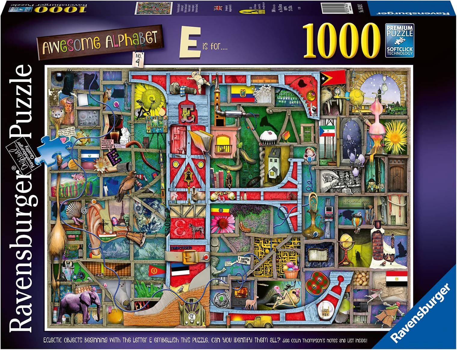 Ravensburger Colin Thompson Awesome Alphabet E 1000 Piece Jigsaw Puzzles for Adults & Kids Age 14 Years Up