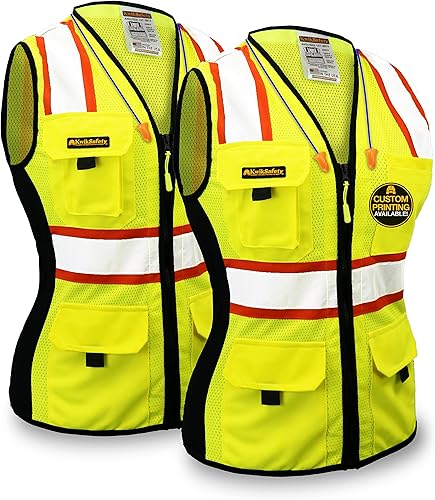 KwikSafety - Charlotte, NC - Chaleco de seguridad para mujer, tiras reflectantes de alta visibilidad, cumple con ANSI y OSHA