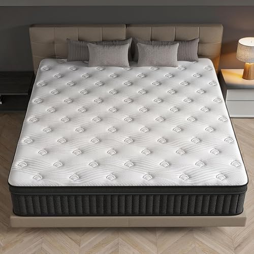 Queen Mattress, Mattress Queen Size in a Box, Queen Size Mattress 12 inch Medium Firm Colchones Queen with Individually Pocket Coils Springs, Motion Isolation, Edge Support