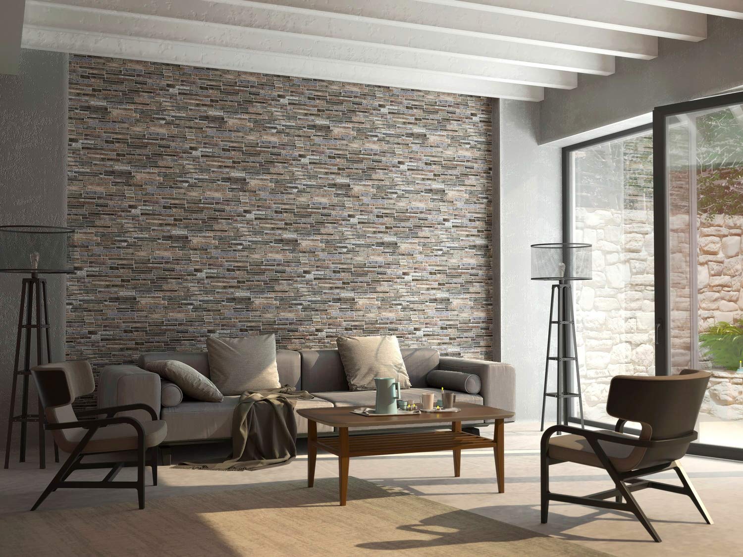 Buy Grey Flagstone PVC 3D Wall Panels Interior Design Wall Paneling