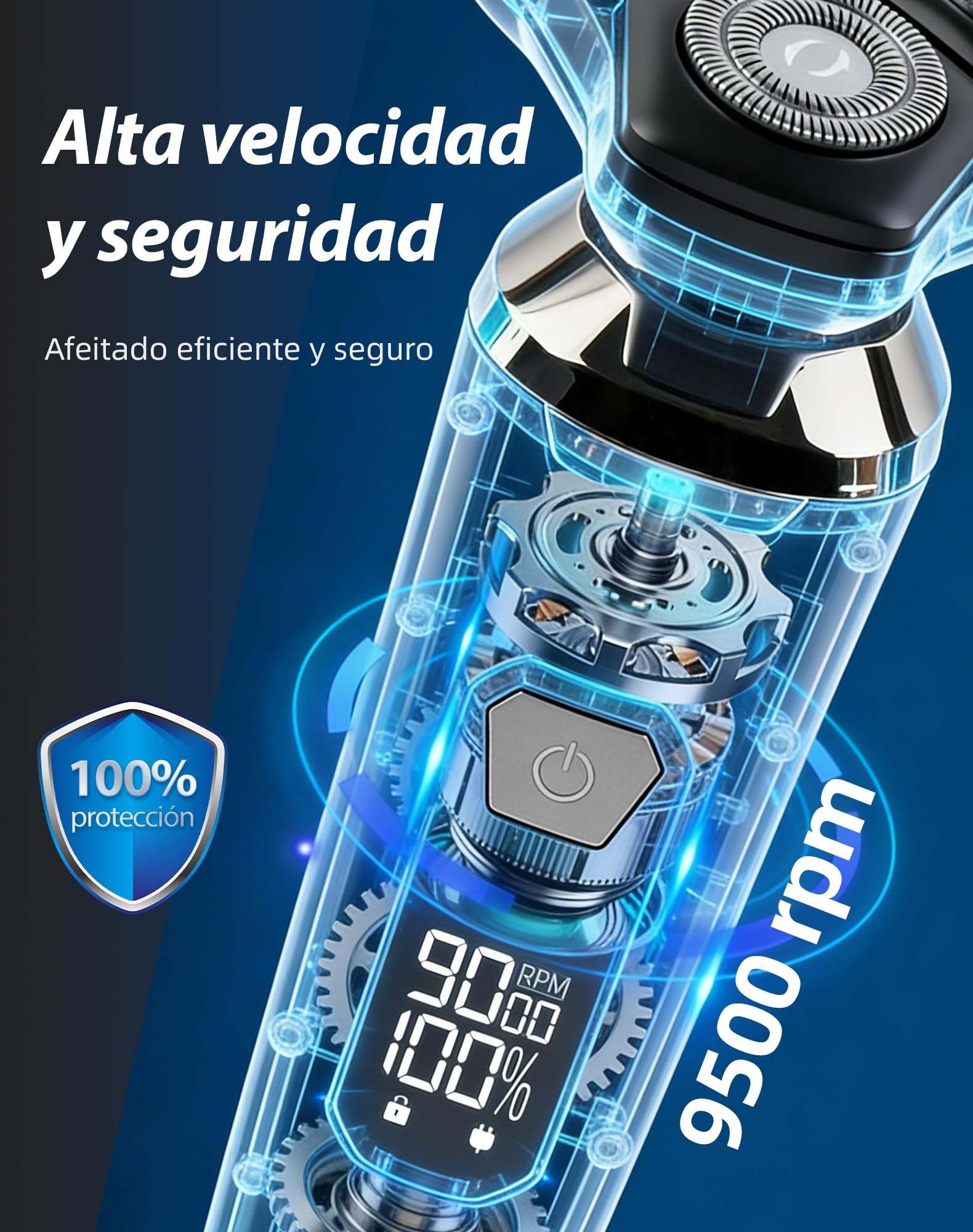 UTK Máquina de Afeitar Hombre, IPX7 Resistente al Agua Afeitadora Eléctrica Hombre Con Accesorio Para Nariz Y Patillas, En Seco Y Húmedo, Pantalla LED, 85min De Uso, Carga USB, Regalo Hombre