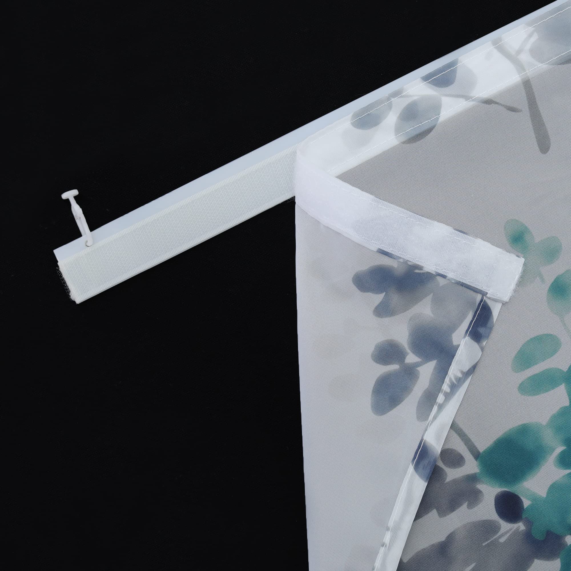 ESLIR Schiebegardinen Voile Flächenvorhänge Set 2er Gardinen mit Klettband Schiebevorhang Transparent Vorhang mit Blätter Muster Grün BxH 57x245cm 2 Stück