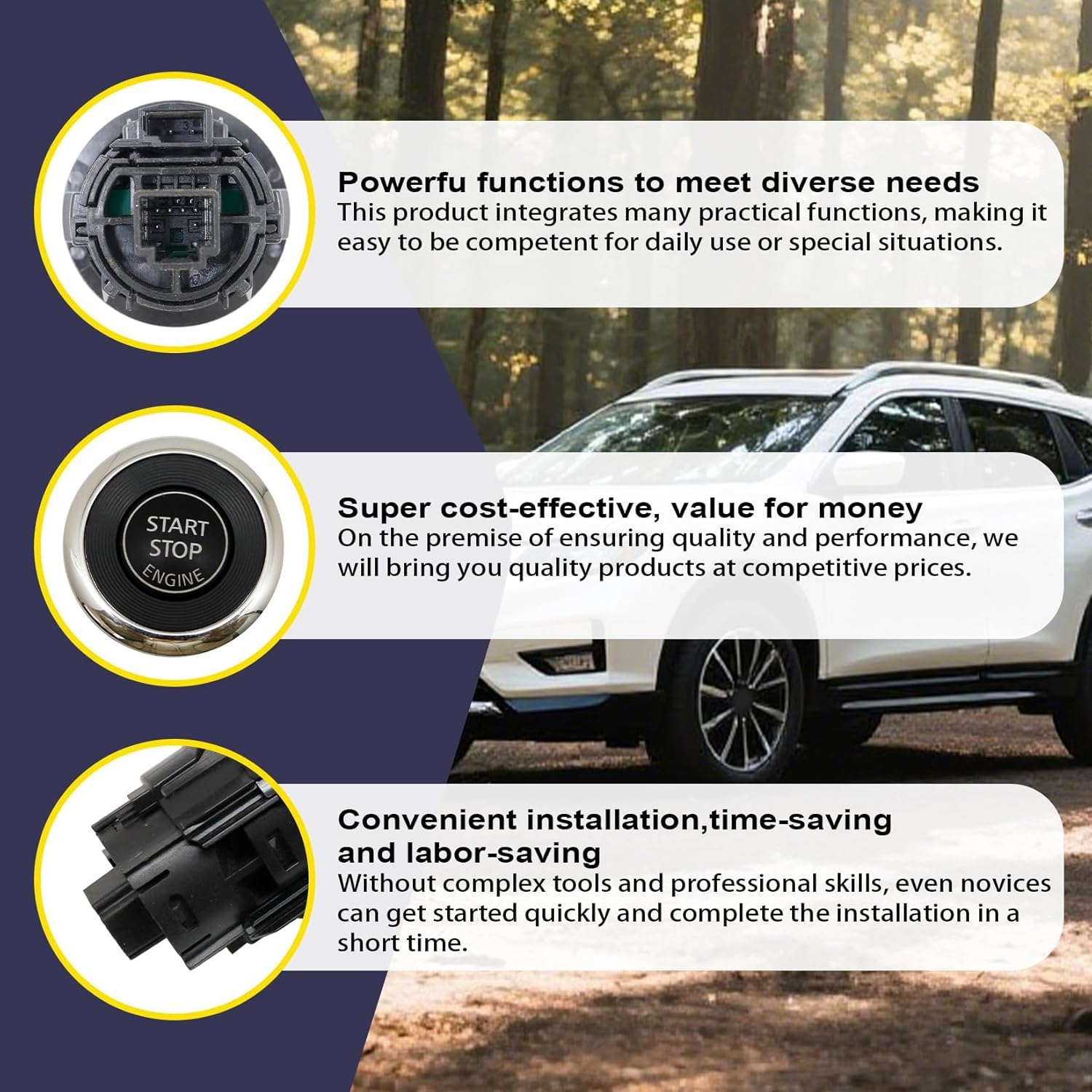 Engine Ignition Start-Stop Switch Button 285903JA0A fit for Nissan Altima Maxima Murano Qashqai Titan Pathfinder Rogue X-Trail 2013-2020 fit for BMW X3 F25 2011-2013 Switch Start-Stop Button