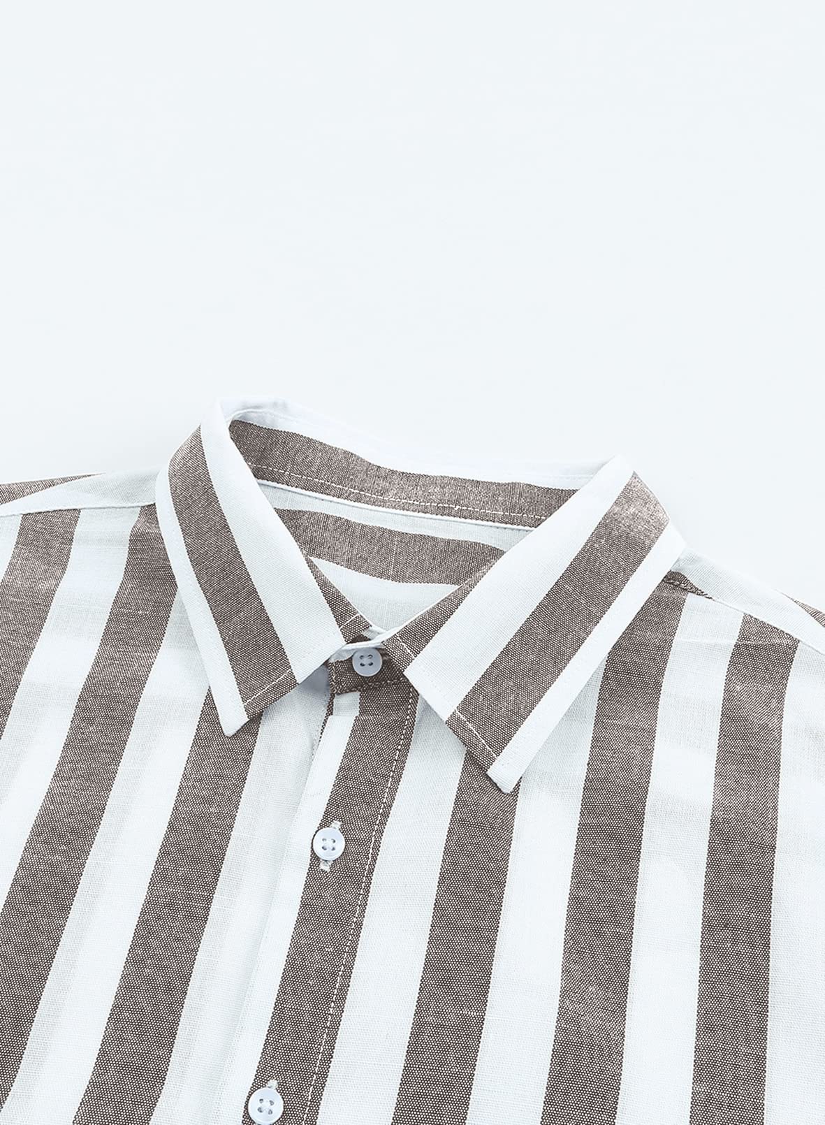 Meilicloth Camicia Uomo a Righe Cotone Manica Lunga Casual Lino Trama Western Regular Fit