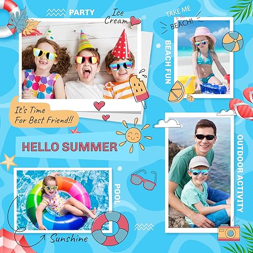 Miniatura 8 de GINMIC Gafas de sol para niños a granel, gafas de sol para niños, regalo de fiesta, paquete de 24 lentes de sol neón con protección UV400 para