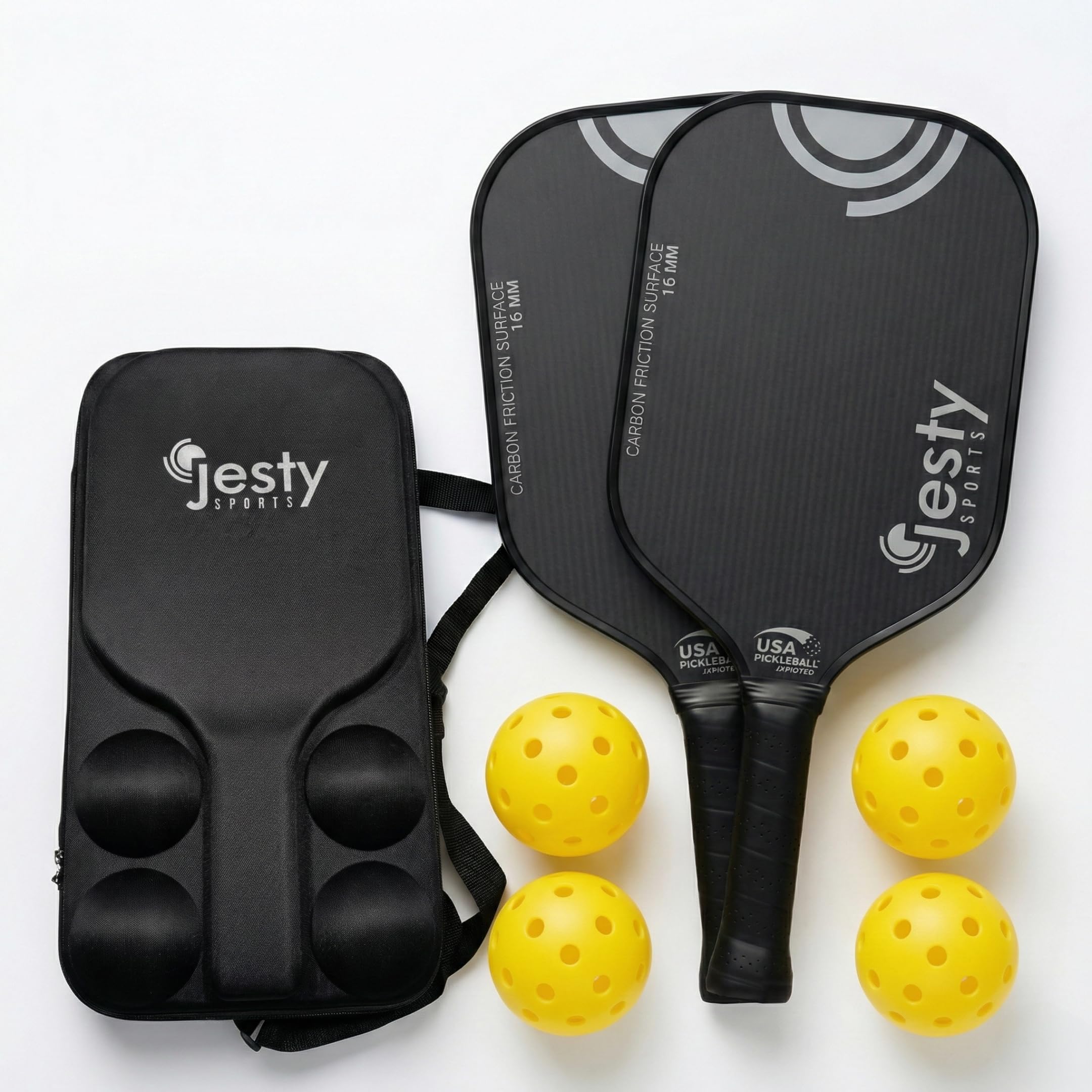 Jesty Pickleball T700 RAW Carbon Fibre Thermoformed Paddles Kit Set with 4 Outdoor Balls (40 Holes) & 2 Paddles Pickleball Game Set | Bag Included-picture-22