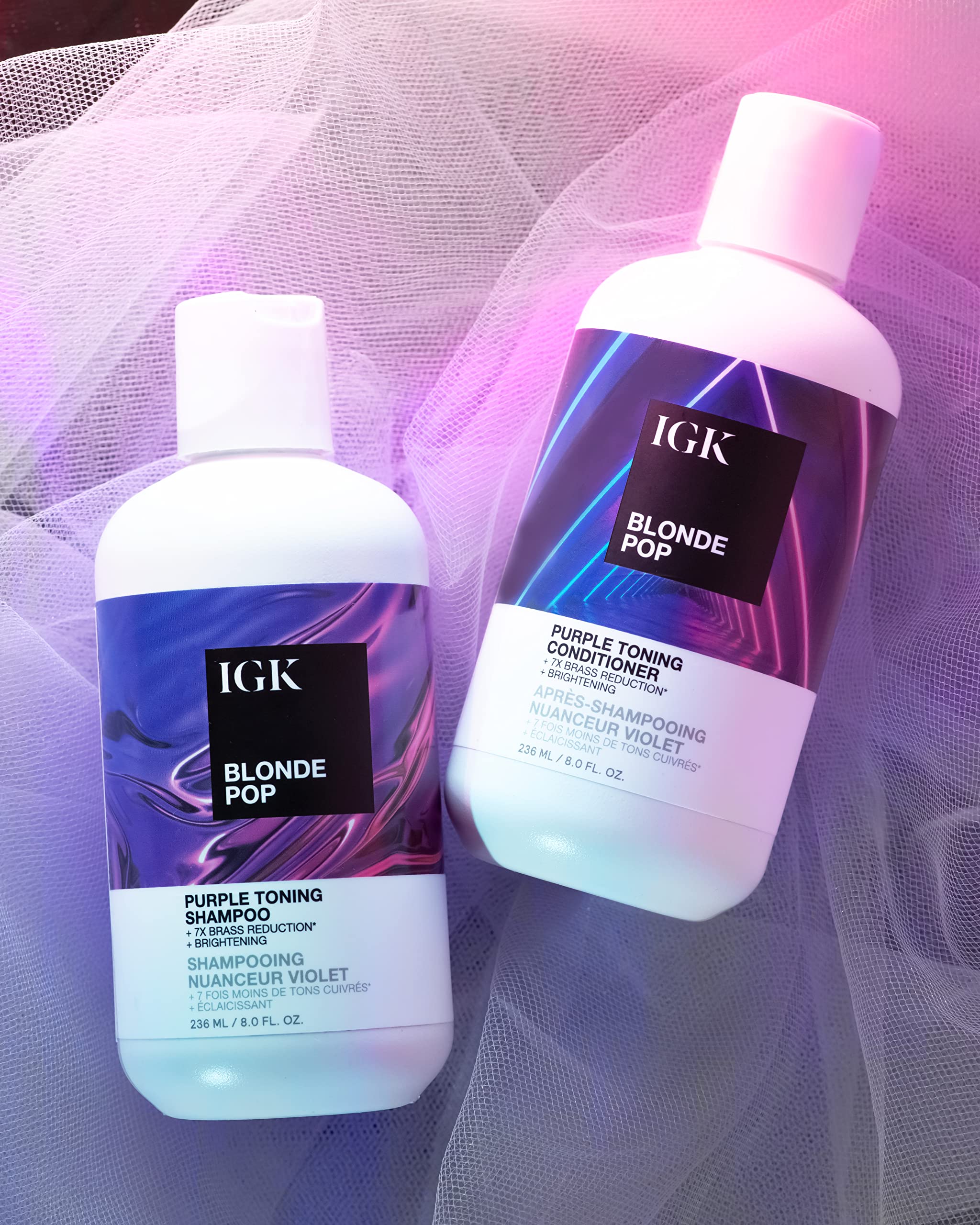 IGK BLONDE POP Purple Toning Conditioner | Brighten + Neutralize Brass | Vegan + Cruelty Free |