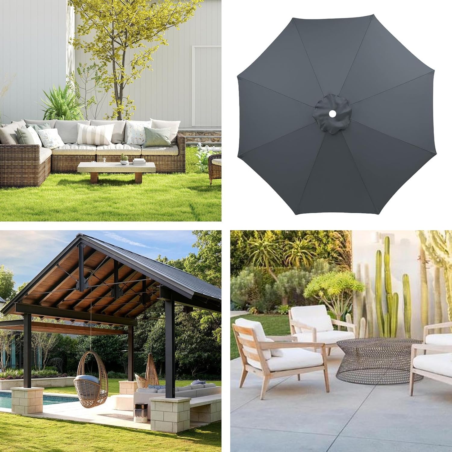 Replacement Umbrella Cover - 8-Rib Parasol Cover Replacement - Parasol UV 50+ Waterproof Top Polyester Cloth Fits Various Frames